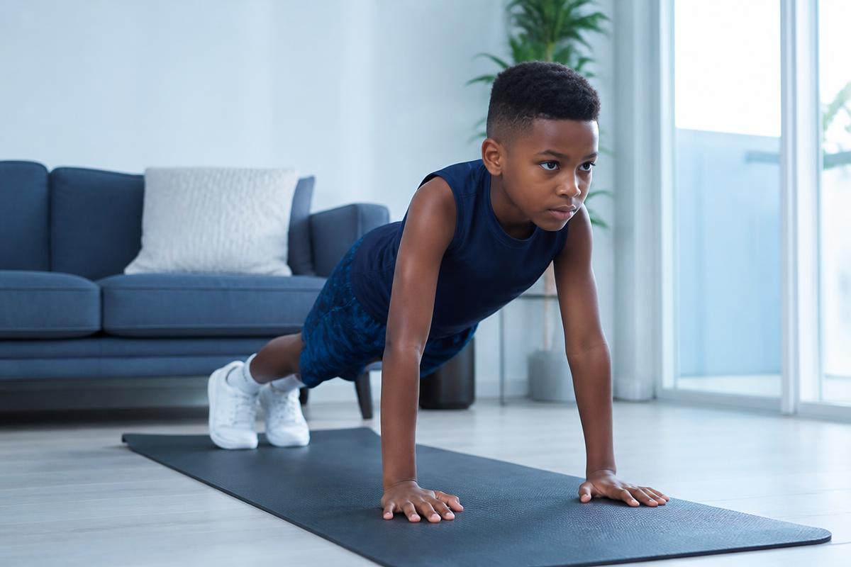 Students taking part in a virtual fitness session
