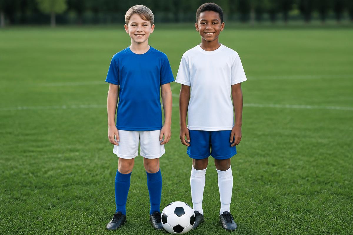 Kids practicing soccer and basketball drills with a coach