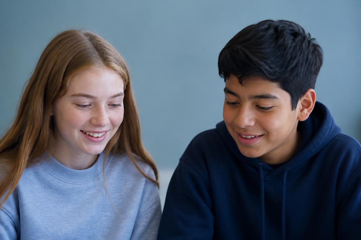 Tutor working with elementary students